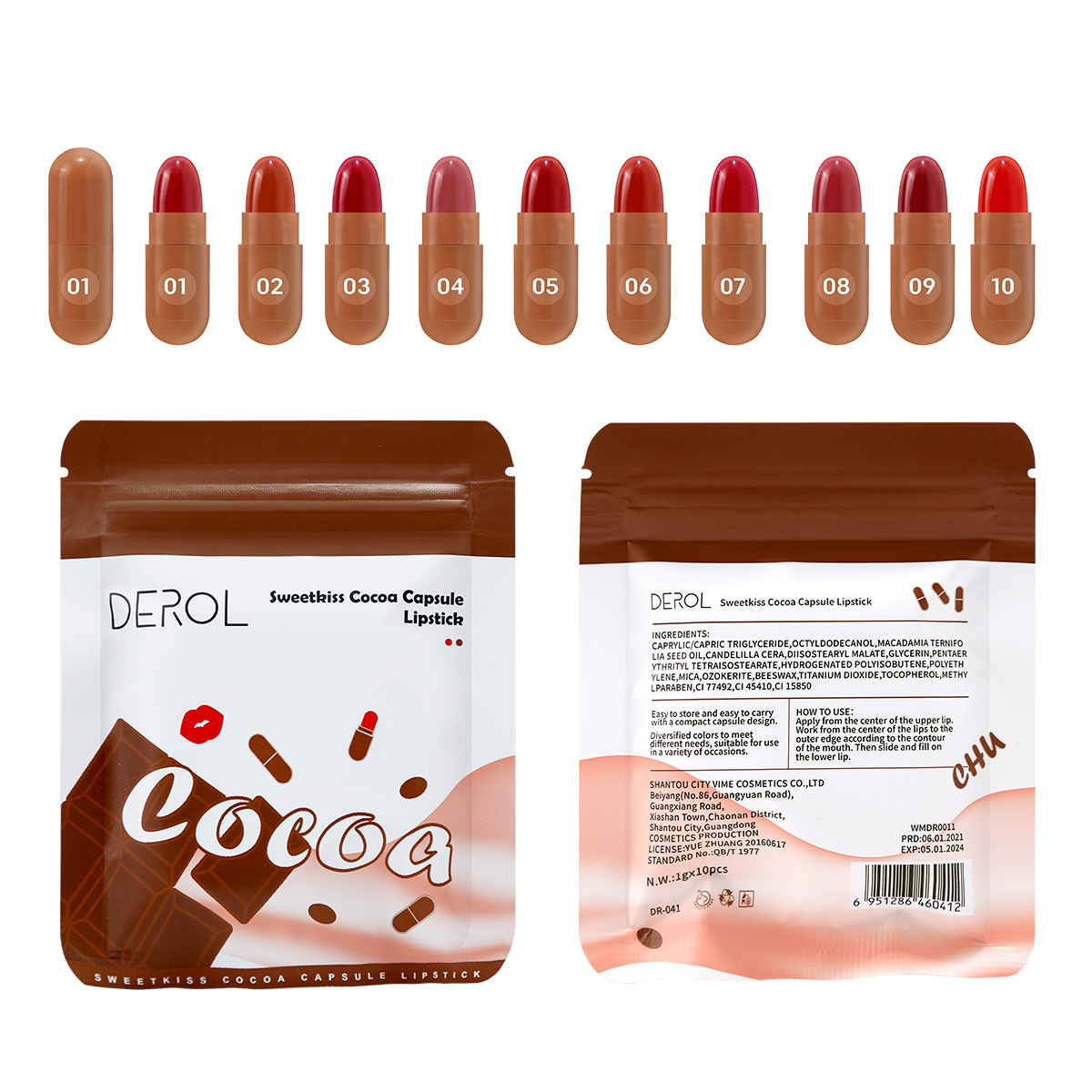 Heavenbeauty: Derol Cocoa lipstick- 8 mini capsule set