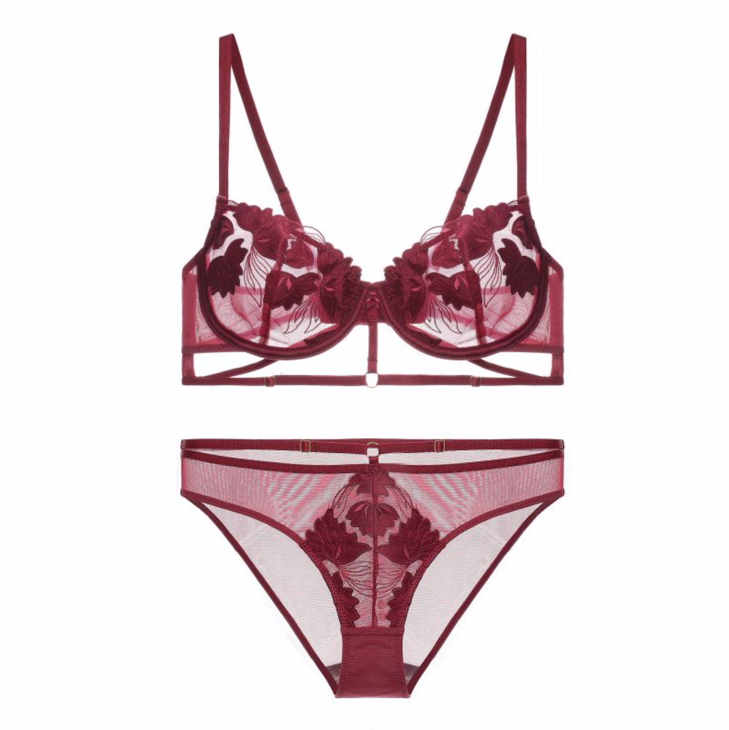 Elegant Lace Adjustable Band Matching Bralette and Panty Match Set –
